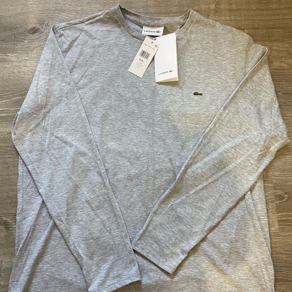 BNWT LACOSTE Mens long sleeve shirt Grey XL/6